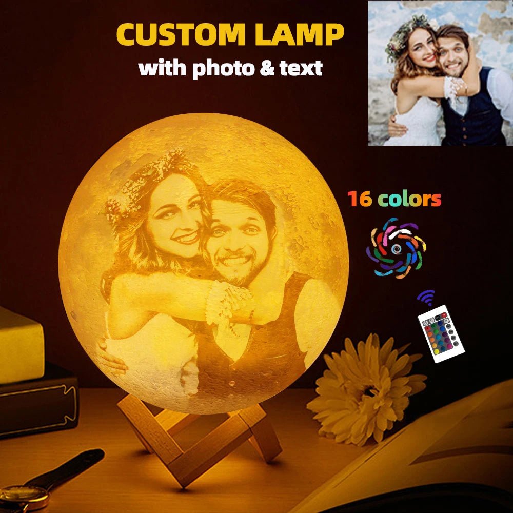 3D Printing Moon Lamp Personalized Photo Text Customized USB Night Light Birthday Mother Day Valentine's Christmas Lunar Gift - HN Smart Living