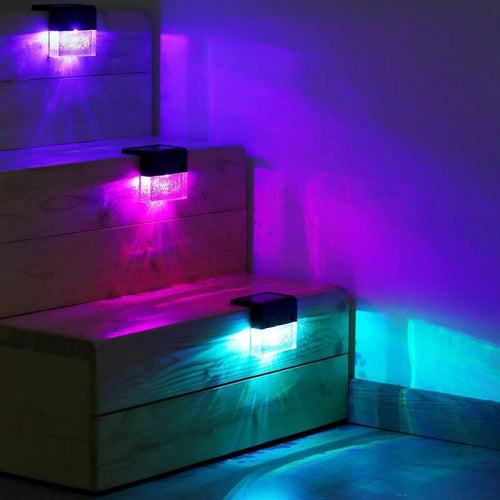 Luz Solar LED para Escalones y Jardín – Modo Cálido y RGB