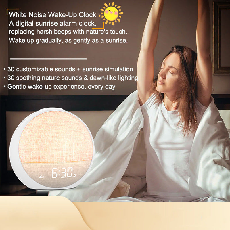 Reloj Despertador con Luz de Ambiente, Ruido Blanco y Simulación de Amanecer