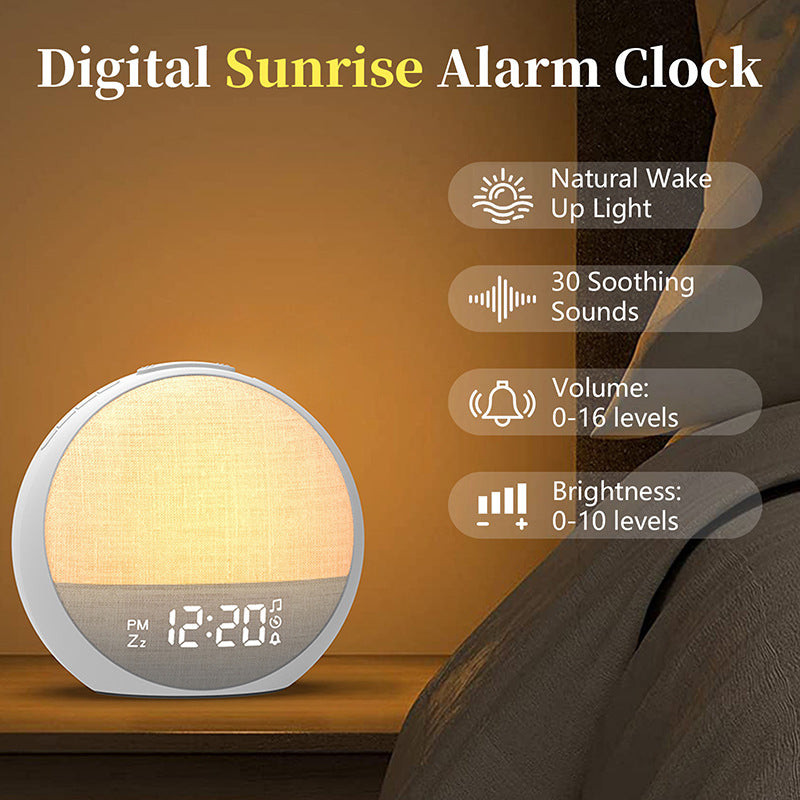 Reloj Despertador con Luz de Ambiente, Ruido Blanco y Simulación de Amanecer