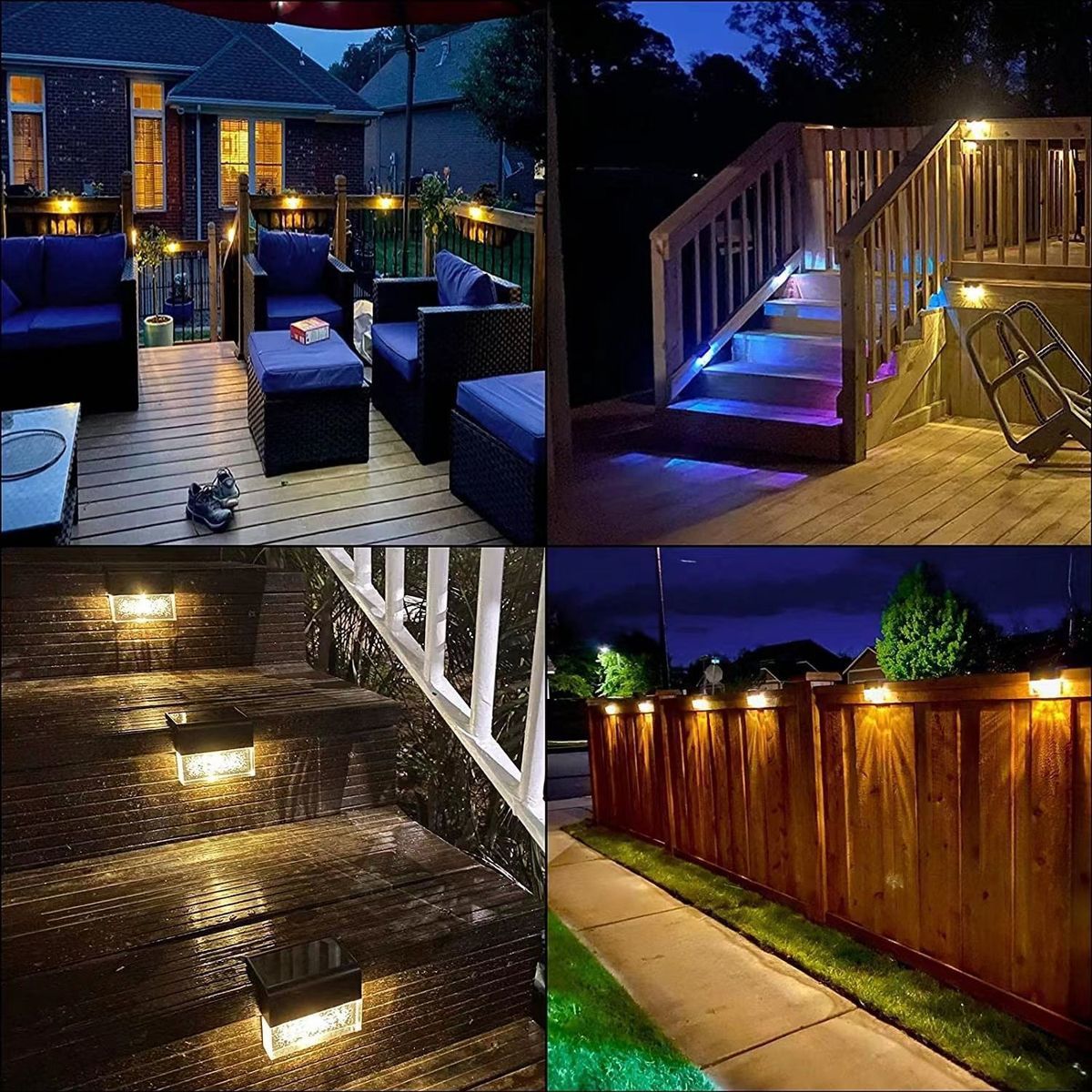 Luz Solar LED para Escalones y Jardín – Modo Cálido y RGB