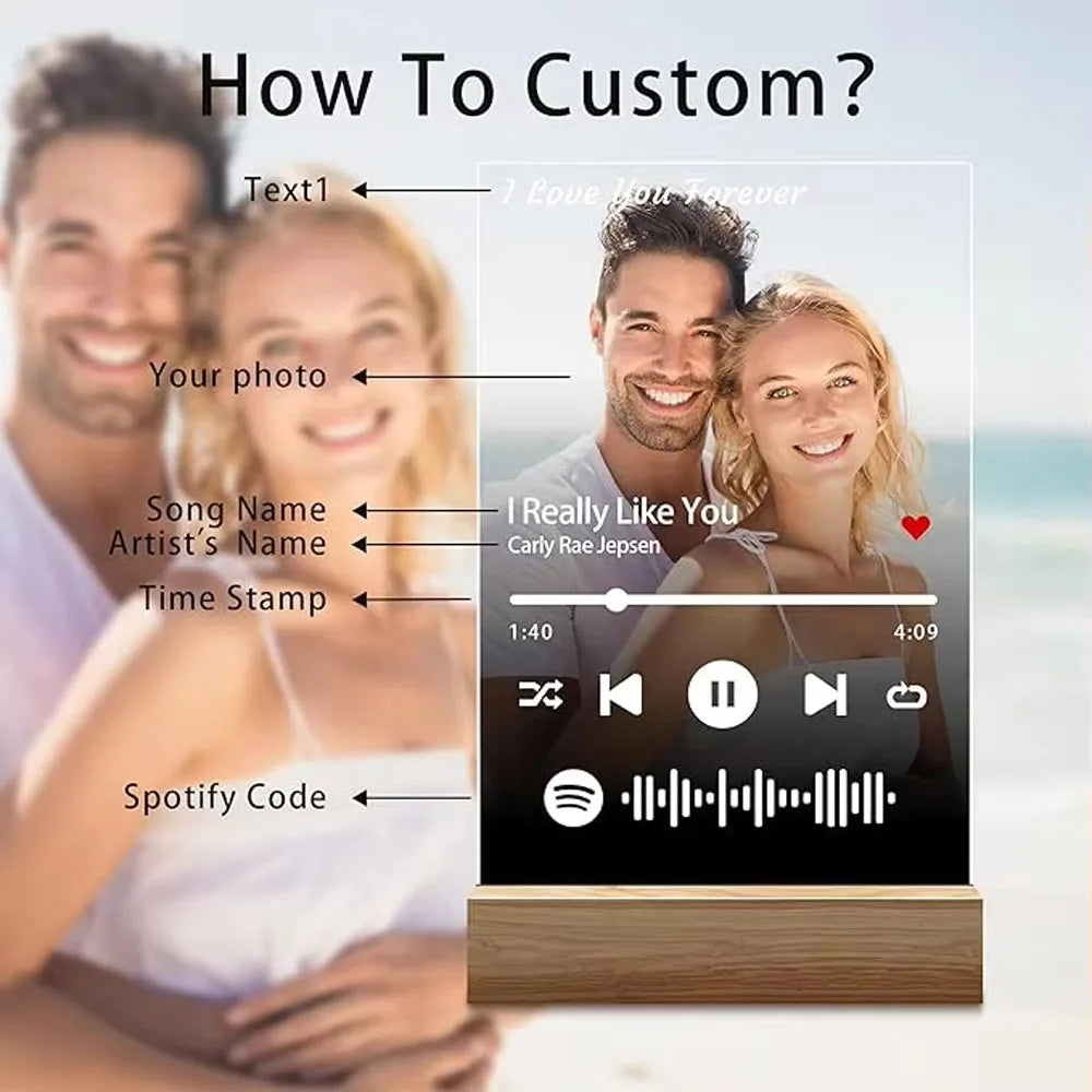 Placa Spotify personalizada con foto y luz LED