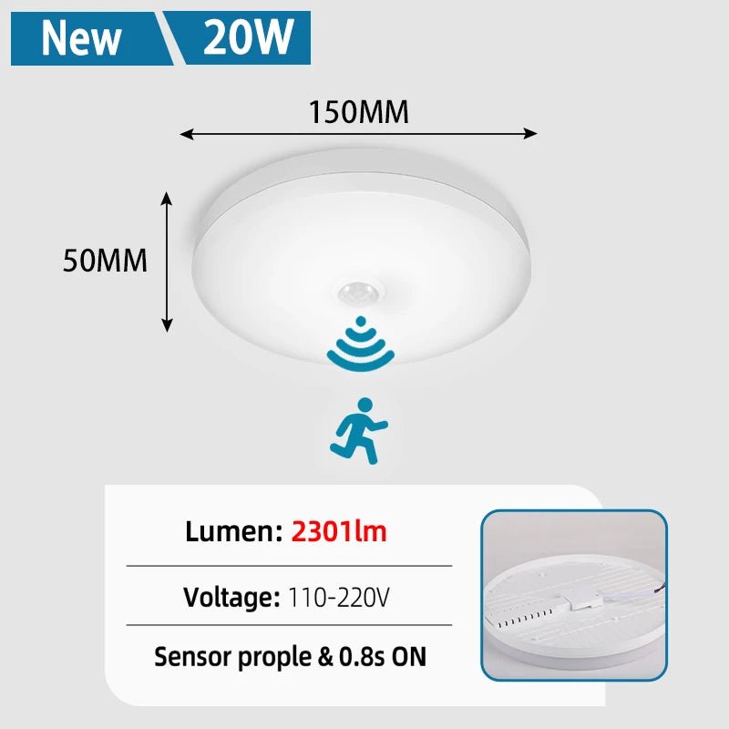 Motion Sensor PIR LED Ceiling Lamp 110V 220V Corridor Bedroom Toilet Light Human Body Induction - HN Smart Living